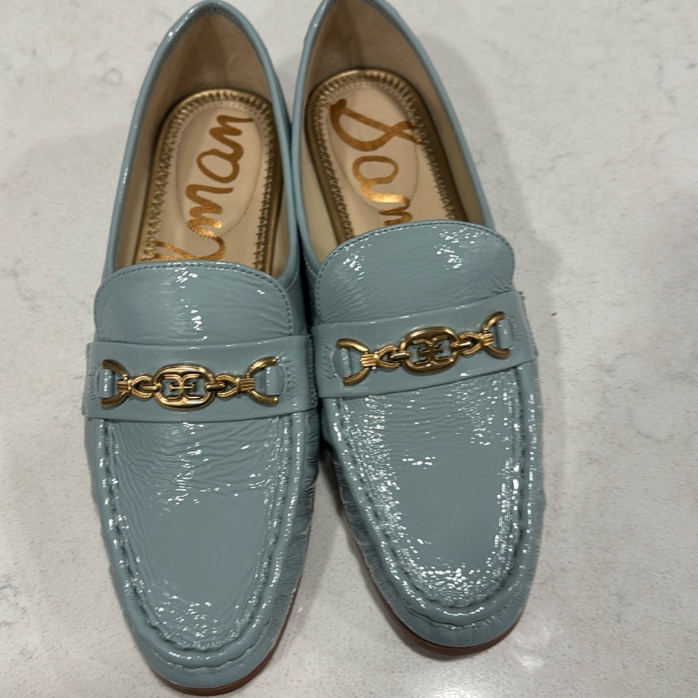 NWOT Baby Blue Patent Leather Loafers